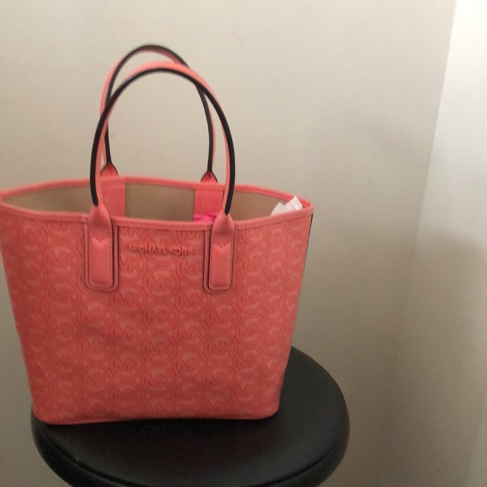 Michael Kors Pink Textured Tote Bag